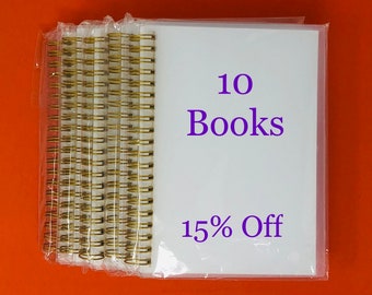 Ten 5x7" Blank Cover Reusable Sticker Albums Black, Gold, White Spiral Coil US