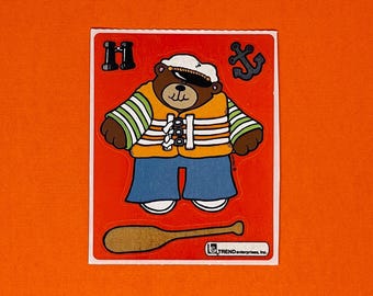 Vintage Trend Teddy Bear Sticker. Sailor Bear.