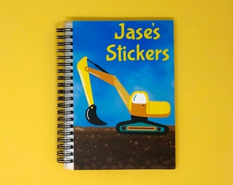 HUGE 8.5x11.5 Reusable Sticker Book , Custom Digger Truck
