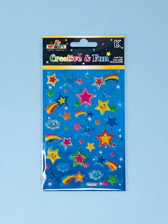 Woody's Sparkly Stickers, 3 Designs Princess, Stars and Fruit & Treats 