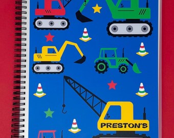 HUGE 8.5x11.5 Reusable Sticker Book , Custom Colorful Diggers Trucks