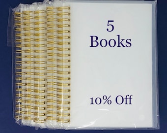 Five 5x7" Blank Cover Reusable Sticker Albums Black, Gold, White Spiral Coil US