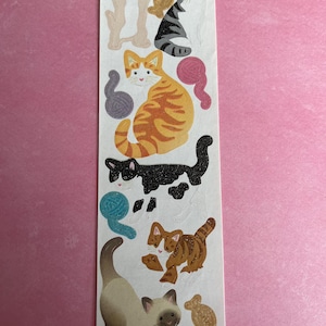 Vintage Sandylion Cats Glitter Strip Sticker Sheet Stickers