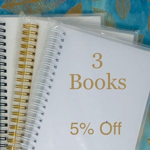 Three 5x7" Blank Cover Reusable Sticker Albums Black, Gold, White Spiral Coil