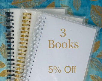 Three 5x7" Blank Cover Reusable Sticker Albums Black, Gold, White Spiral Coil US