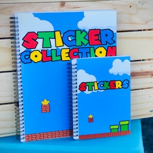 ÉNORME album d'autocollants réutilisables de 8,5 x 11,5 po., style Mario vidéo