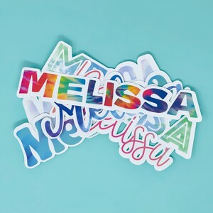 Custom Font Name Tie Dye Stickers