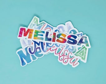 Custom Font Name Tie Dye Stickers