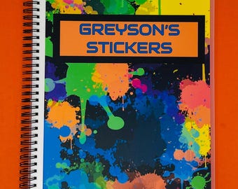 HUGE 8.5x11.5 Reusable Sticker Book , Custom Colorful Bright Splatters