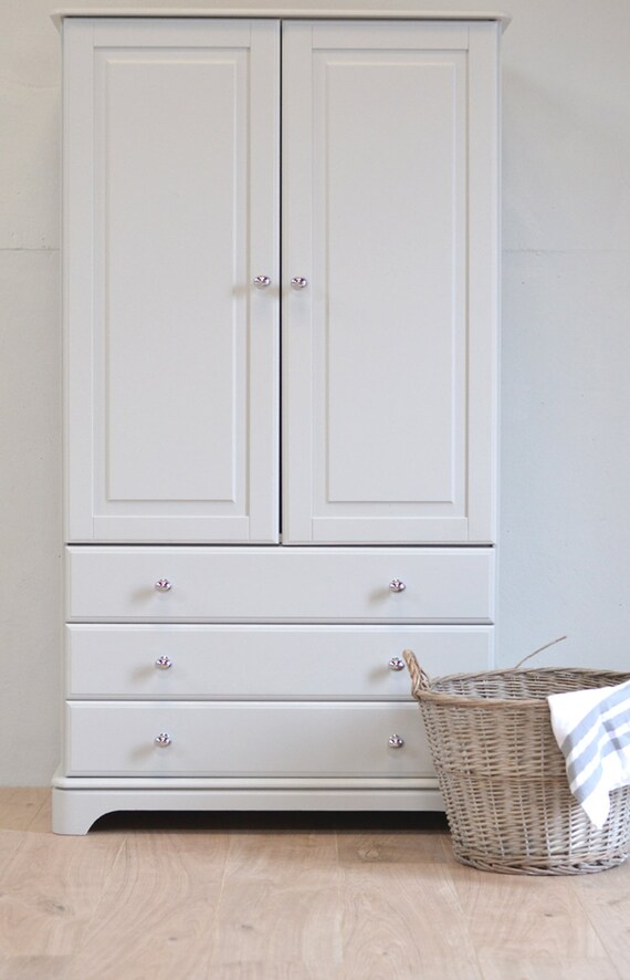 Short Grey Wardrobe Small Wardrobe Kids Wardrobe Nursery Furniture Short Wardrobe Painted Wardrobe Storage Bedroom Furniture Nursery