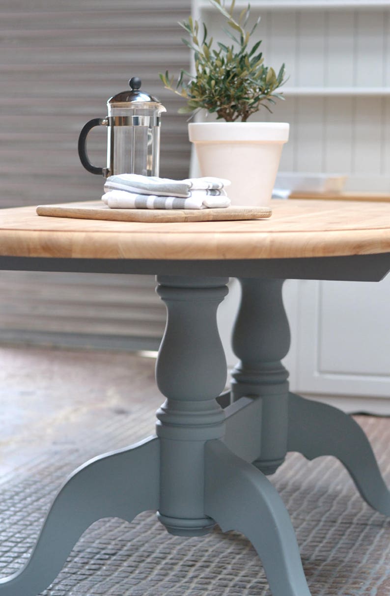 Painted kitchen table grey dining table oval grey table Etsy