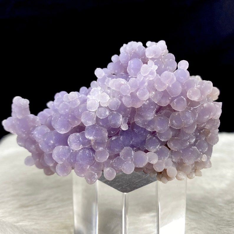 Druzy Grape Agate Crystal Cluster High Grade Sparkly Shimmery Botryoidal Purple Chalcedony Mineral