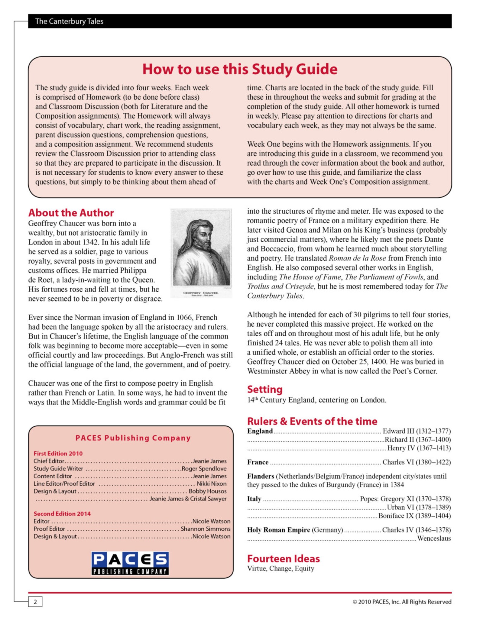 Canterbury Tales - 3 Levels - Study Guide With Answer Key - Etsy
