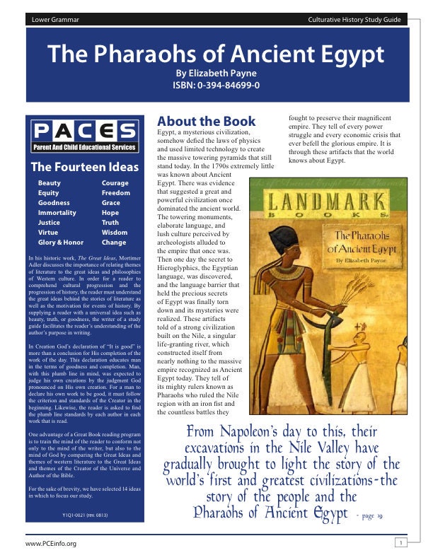 The Pharaohs of Ancient Egypt by Elizabeth Payne - Study Guide With ...