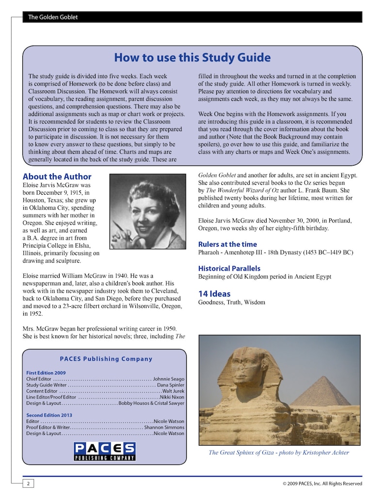 The Golden Goblet Study Guide With Answer Key Etsy