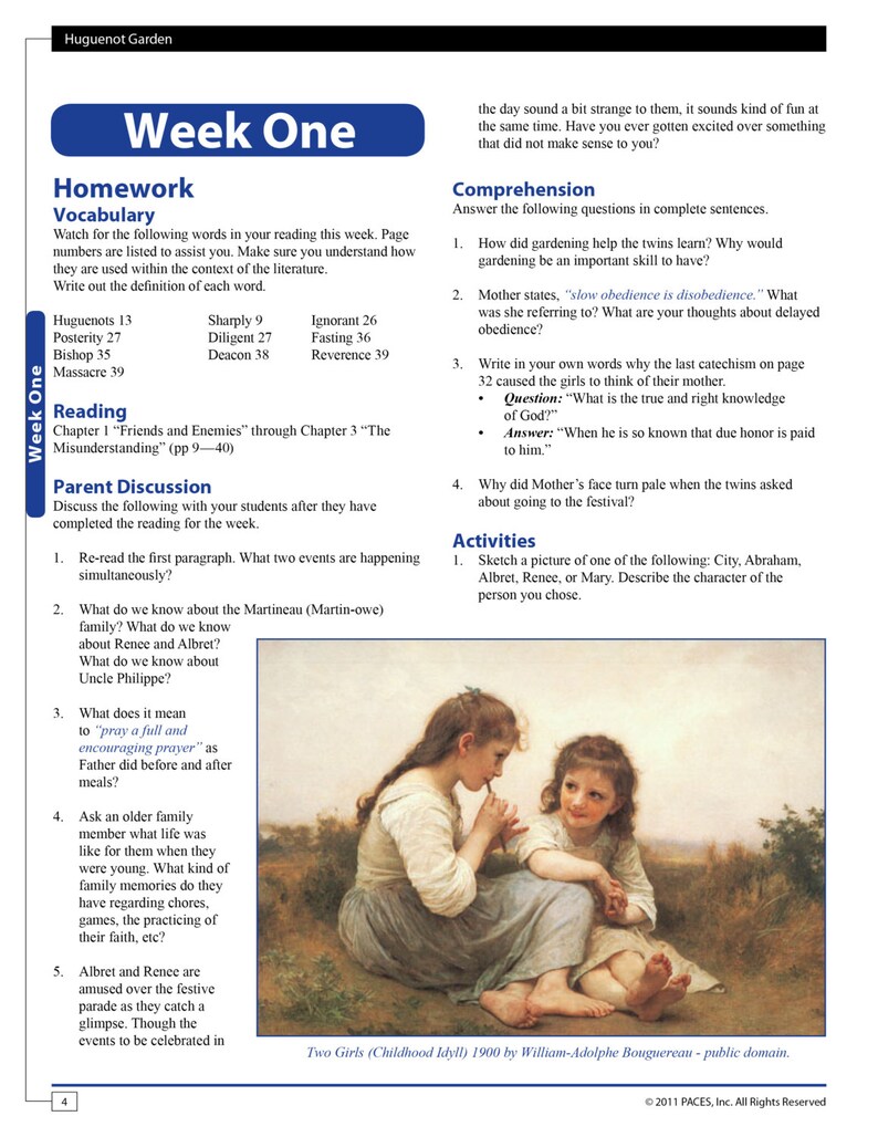 Huguenot Garden Study Guide With Answer Key Etsy