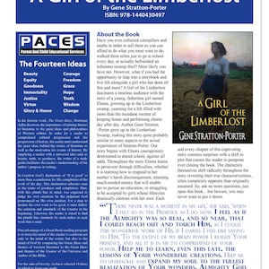 May include: A Girl of the Limberlost book cover featuring a young girl with a basket of moths in a swamp setting. The book title is in large, bold letters with the author's name below. The book cover also includes a quote from the book about the presence of God.