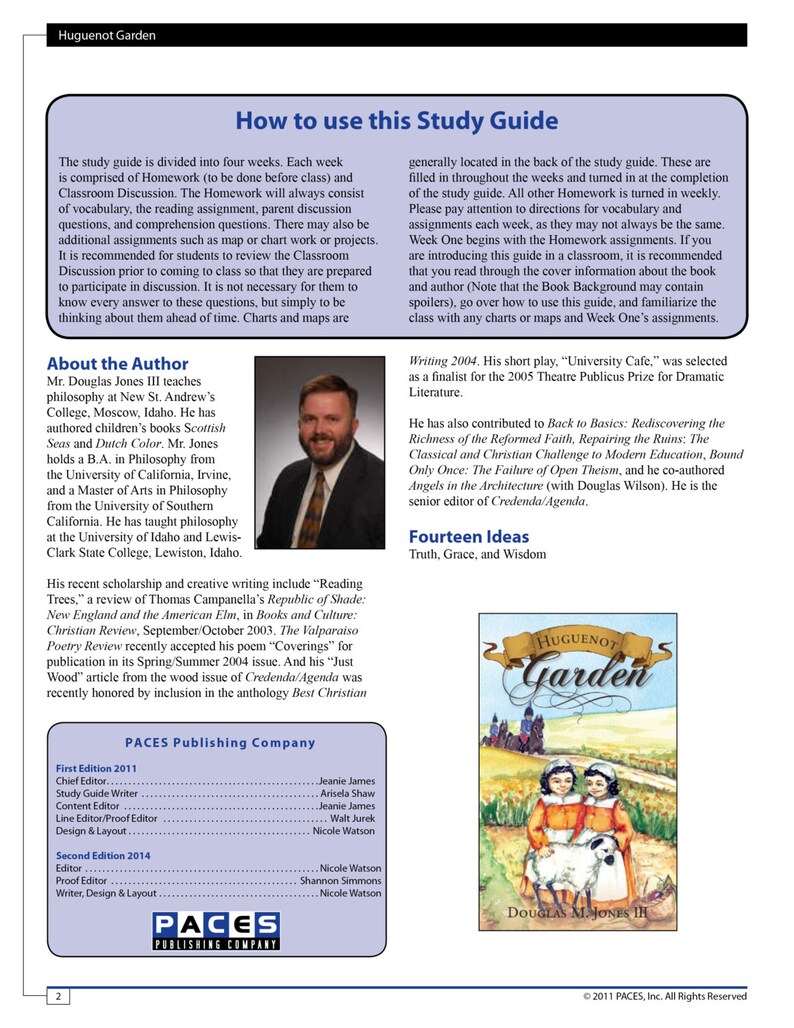 Huguenot Garden Study Guide With Answer Key Etsy