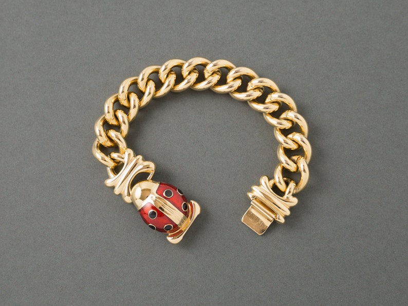Vintage Joan Rivers Ladybug Bracelet Heavy Bookpiece
