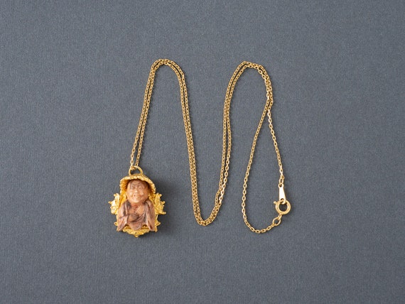 Vintage Florenza Pendant Necklace Asian Coolie