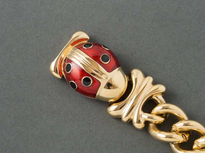 Vintage Joan Rivers Ladybug Bracelet Heavy Bookpiece