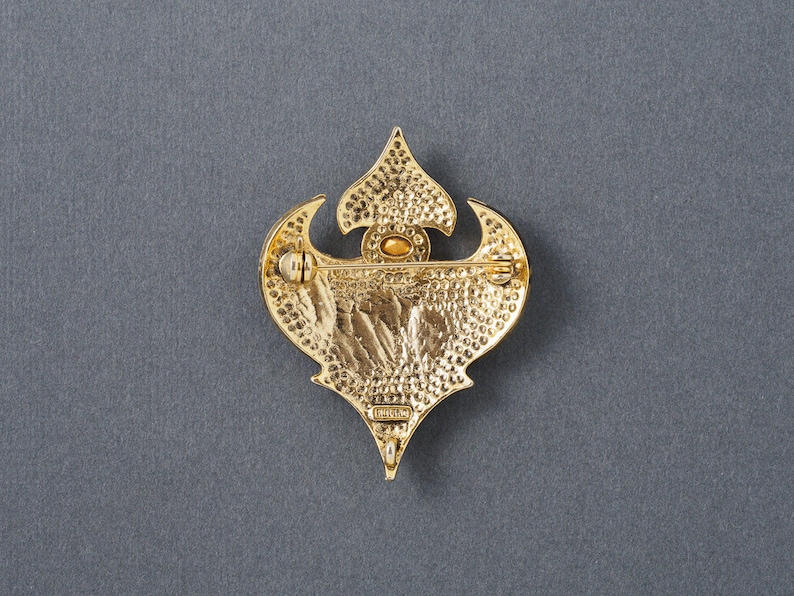 Vintage Rutino of Italy Heraldic Shield Brooch or Pendant Sapphire Blue rhinestone