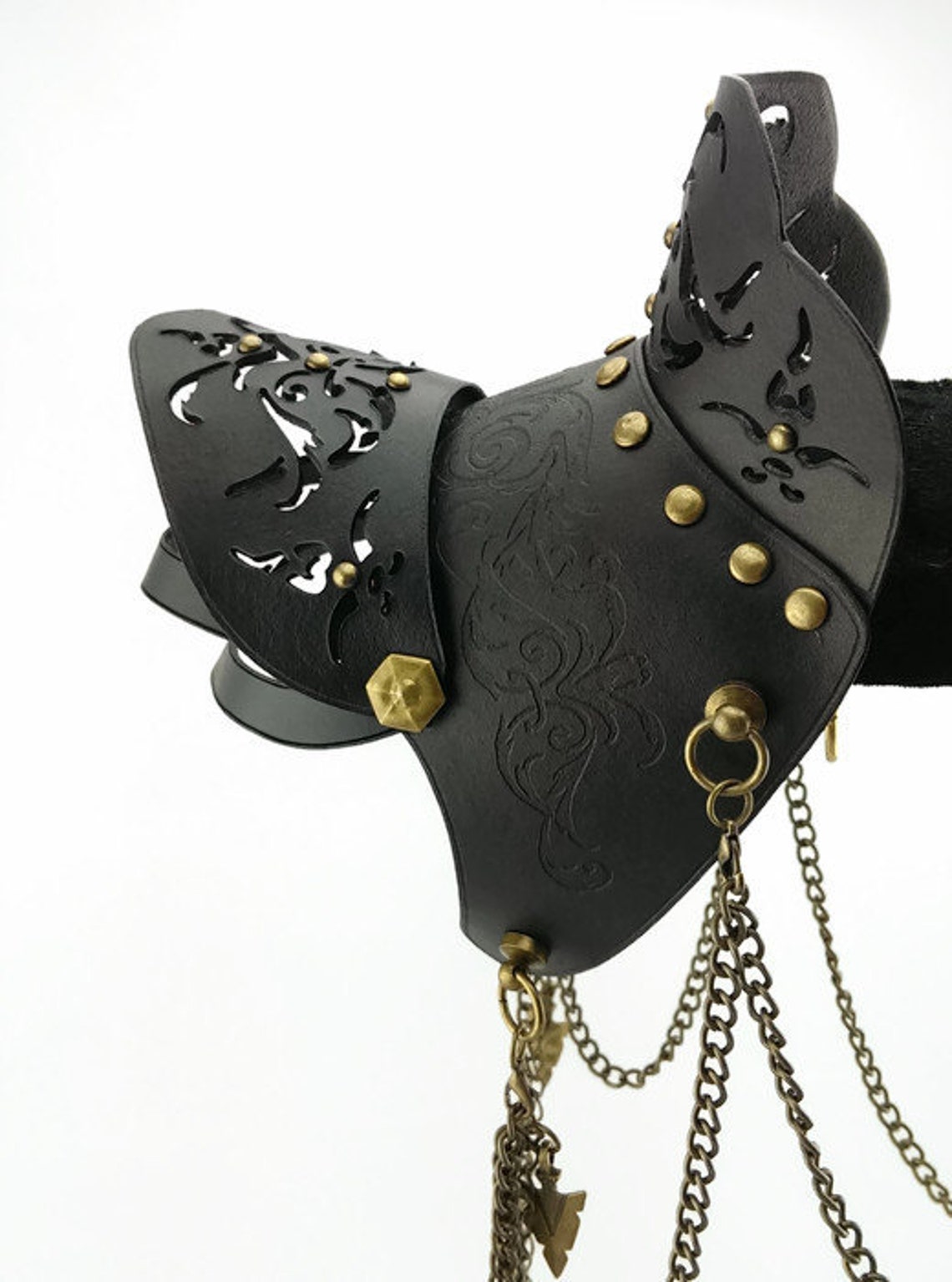 Black Leather Spaulder / Pauldron Shoulder Armor LARP Etsy