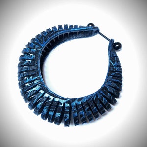 Large Electric Blue Leather Hoop Earrings for Tunnels