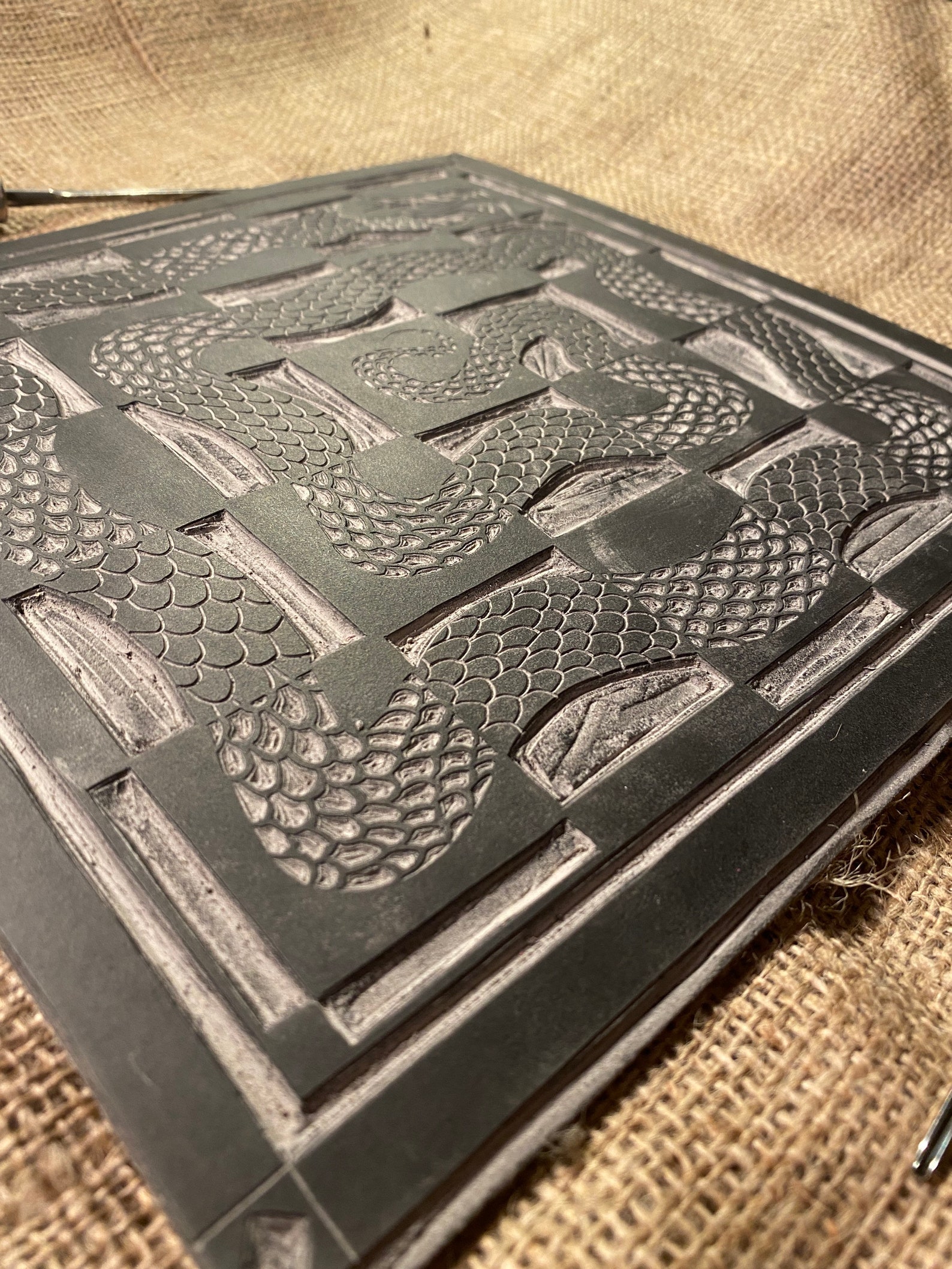 Checkered Snake Lino Print. 30cm X 30cm Square Handmade and Etsy Checkered Snake Lino Print. 30cm X 30cm Square Handmade and Etsy