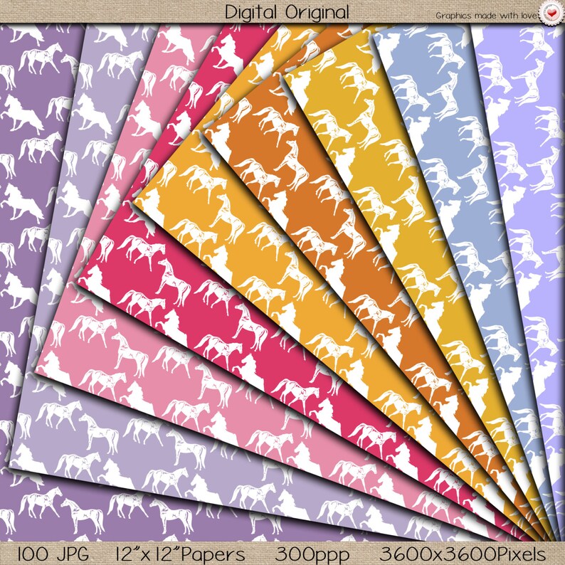 Sale100 Digital Papers mega Pack /horses/ 300 Ppi Etsy