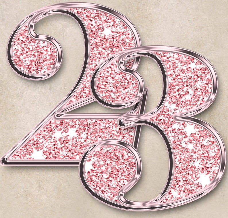 43 Clipart / Upper cases numbers & symbols /Pink glitter Etsy España