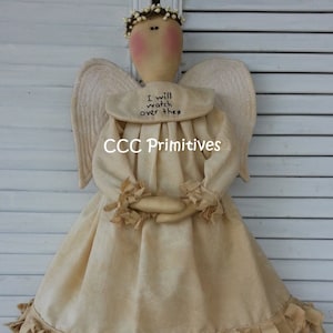 Primitive Pattern -  Guardian Angel Pattern - I Will Watch Over Thee Angel Pattern - Primitive Angel Pattern  - Angel Door Greeter Pattern