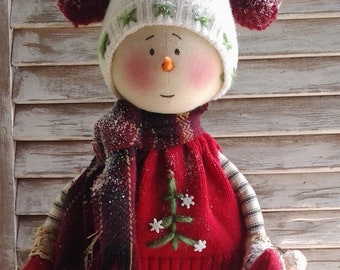 Primitive Snowman Pattern - Primitive Christmas Snowman Jake E-Pattern - Primitive Christmas Snow People Pattern - Primitive Snowman Pattern