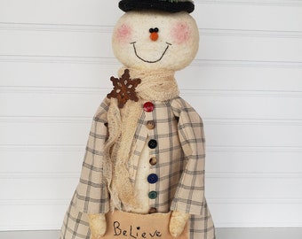Sewing Pattern - Primitive Christmas Believe Snowman E-Pattern - Craft Snowman Pattern - Believe Snowmen Pattern - Snowman Pattern - Snowman