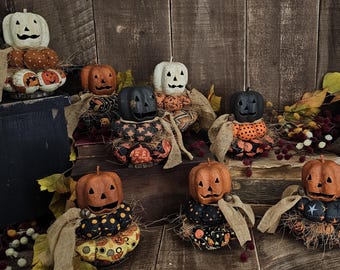 Primitive Jack O Lantern Halloween Decor Pumpkin Shelf Sitter - Etsy