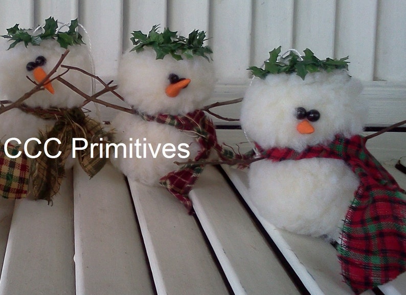 Primitive Snowman Bowls set of 2