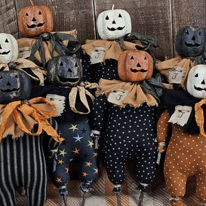 Primitive Jack-O-Lantern Twig Jacks Pumpkin Tiered Tray Home Decor FolkArt Halloween Pumpkin Shelf Sitter Fall Jack Pumpkin Decoration