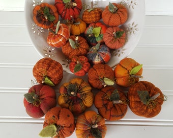 Fall Mini Flannel Woolies Pumpkin - Primitive Pumpkin Bowl Filler - Home Décor Pumpkin Bowl Filler - Thanksgiving Pumpkin - Autumn Pumpkins