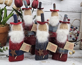 Wool Uncle Sam Shelf Sitter: Americana Tiered Tray Decor