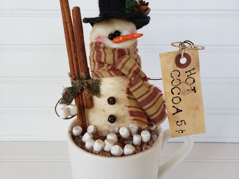 Snowman Cup Primitive Coffee Station Decor Primitive Snowman Cup Holiday Snowman Cup Winter Snowman Cup Coffee Bar Snowman image 3