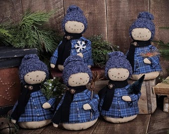 Primitive Snowman Shelf Sitter – Handmade Flannel Winter Decor – Rustic Christmas – Farmhouse Holiday Accent