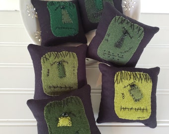 Wool Frankenstein Bowl Filler - Fall Farmhouse Home Décor - Rustic Autumn Home Accent - Spooky Decoration -