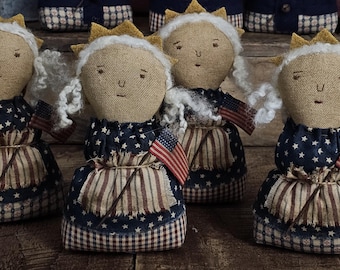 Lady Liberty Primitive Shelf Sitter Doll, Americana Patriotic Decor, July 4th Liberty Figure, Rustic Folk Art Doll, Handmade Americana