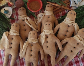 Primitive Gingerbread Man Ornament - Grungy Christmas Gingerbread Tuck - Winter Tiered Tray Kitchen Decor - Gingerbread Accent Decoration