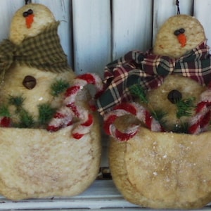 Mailed Paper Craft Pattern: Primitive Christmas Snowman Ornament