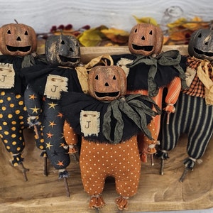 Primitive Jack O Lantern Twig Doll – Rustic Halloween Pumpkin Shelf ...