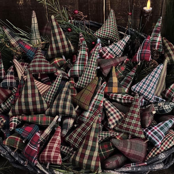 Christmas Trees 8 Set - Winter Tree Confetti - Cozy Cabin Home Decor - Rustic Homespun Holiday Bowl Filler - Lodge Decoration