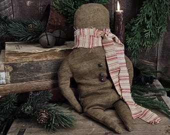 Hombre de jengibre de lino primitivo - Muñeco de jengibre navideño antiguo y sucio - Bandeja escalonada para decoración de cocina - Adorno de jengibre de granja