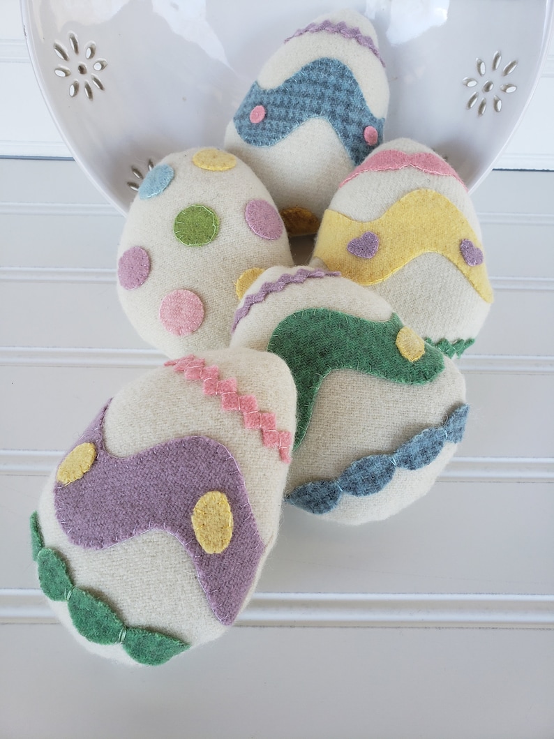 Wool Easter Egg Bowl Filler Pastel Wool Eggs Primitive Etsy