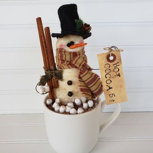 Snowman Cup Primitive Coffee Station Decor Primitive Snowman Cup Holiday Snowman Cup Winter Snowman Cup Coffee Bar Snowman image 4